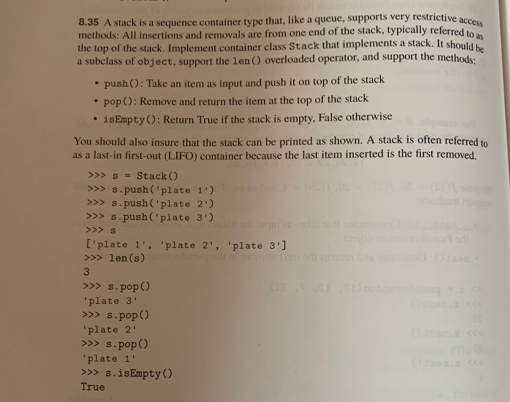 access as the top of the stack. Implement container | Chegg.com