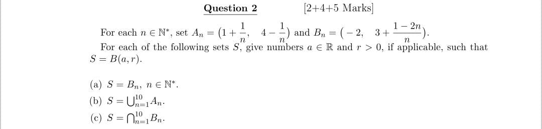 Solved For each n∈N∗, set An=(1+n1,4−n1) and | Chegg.com