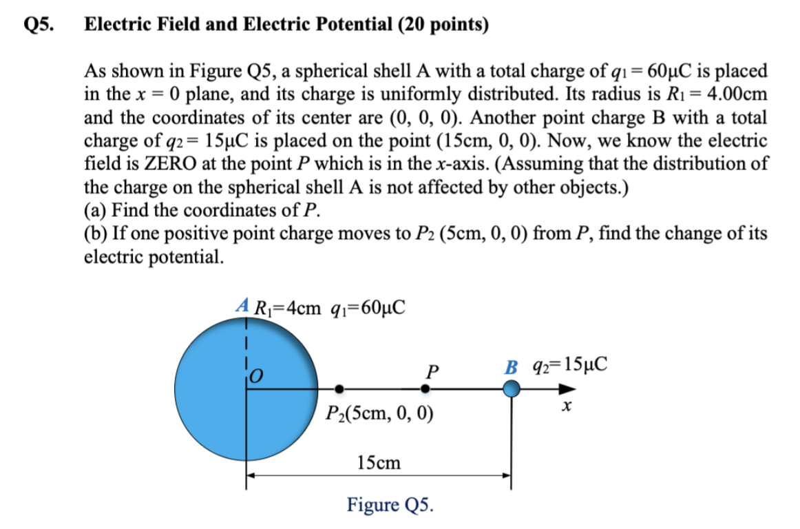 Solved Electric Field and Electric Potential (20 points) As | Chegg.com