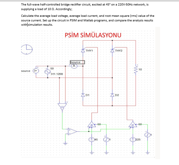 Solved The full-wave half-controlled bridge rectifier | Chegg.com