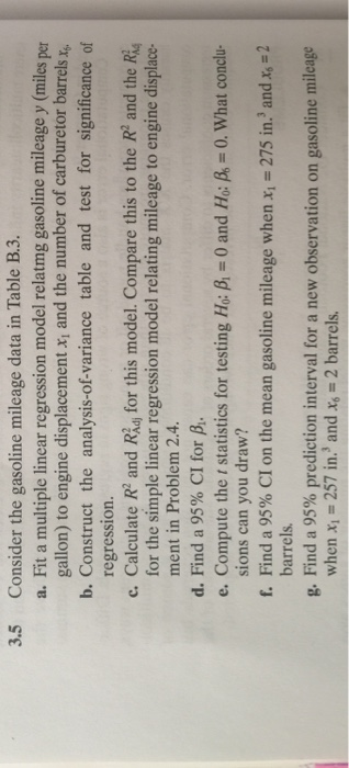 Solved Consider The Gasoline Mileage Data In Table B.3 A. | Chegg.com