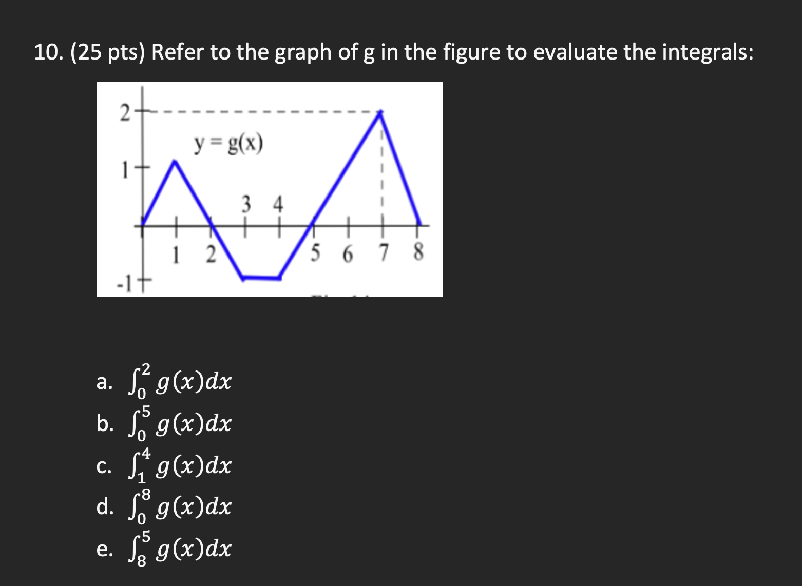 Solved 10. (25 pts) Refer to the graph of g in the figure to | Chegg.com