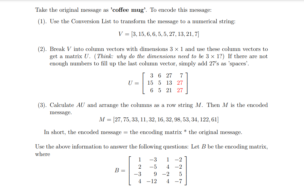2. Cryptography using Matrices: Matrices can be used | Chegg.com