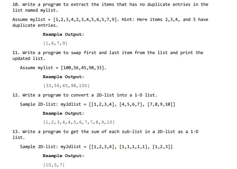 Solved 10. Write a program to extract the items that has no | Chegg.com