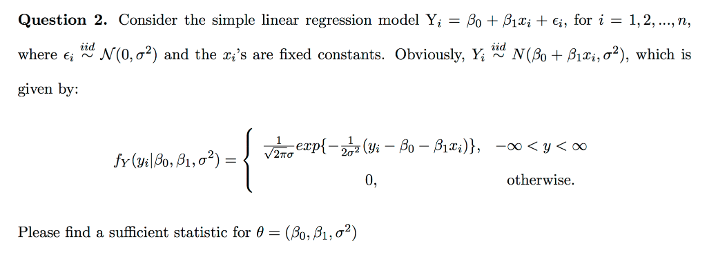 Solved Question 2. Consider the simple linear regression | Chegg.com