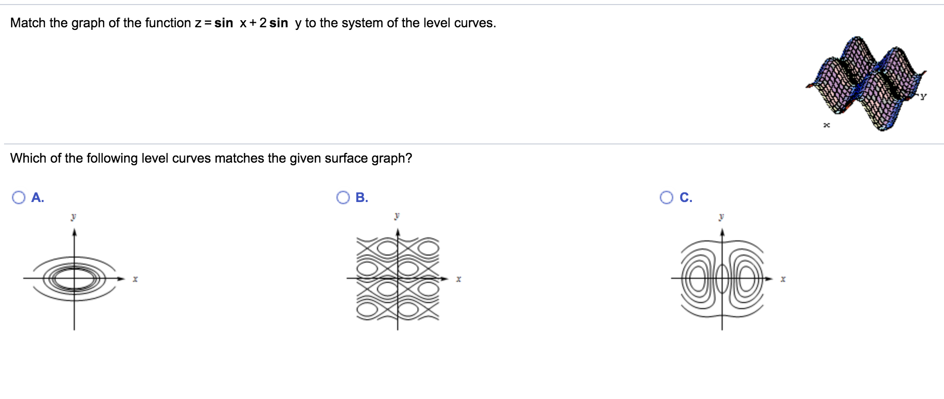 Solved Match The Graph Of The Function Z Sin X 2 Sin Chegg Com