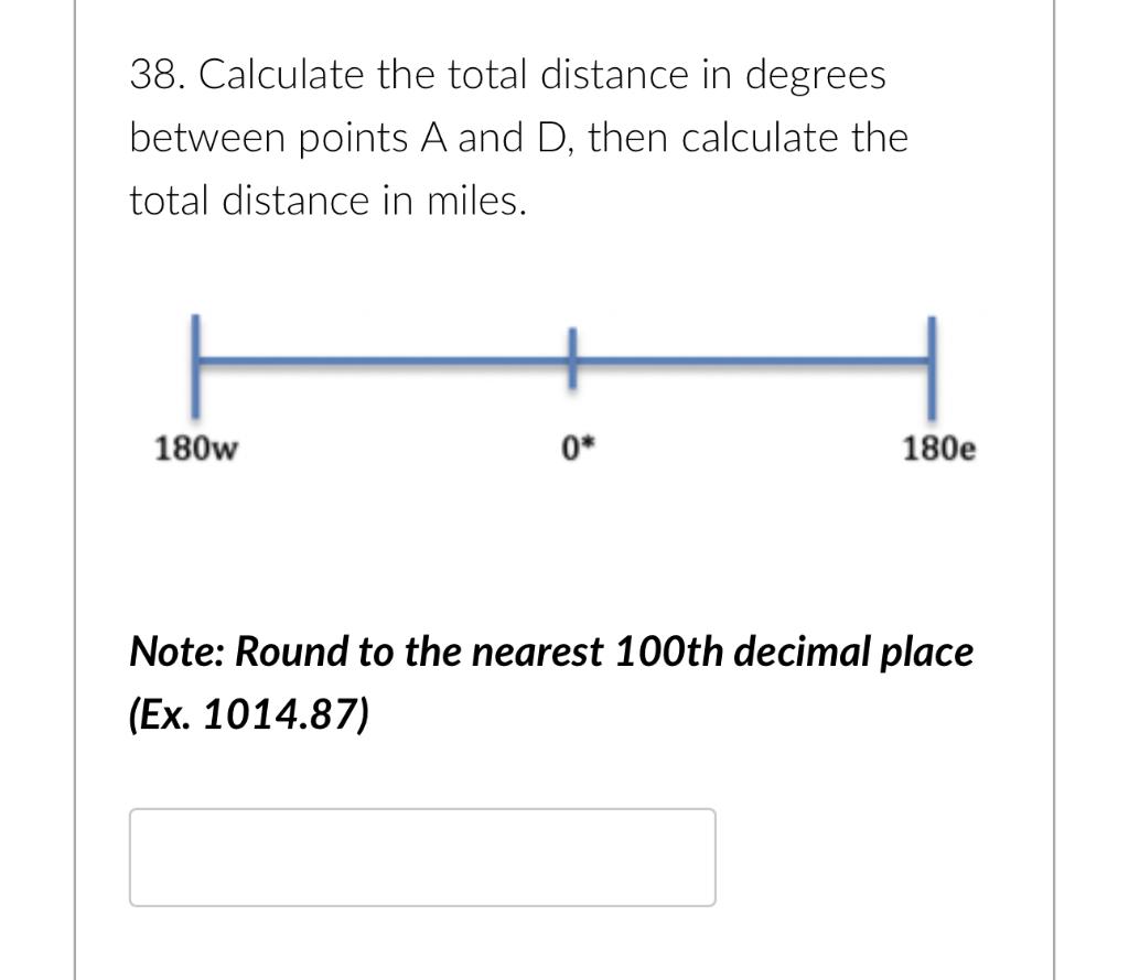 38. Calculate the total distance in degrees between Chegg