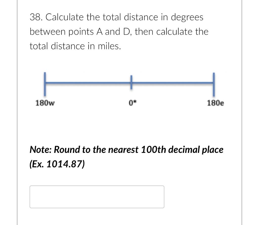 38. Calculate the total distance in degrees between Chegg