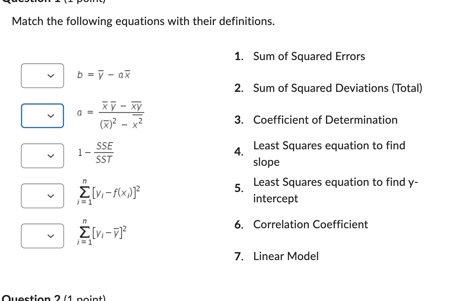 Solved Match the following equations with their definitions. | Chegg.com