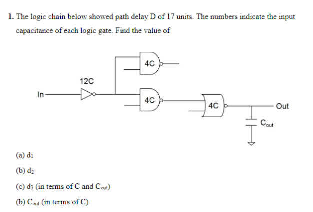Basic Logic Chain 1. The logic chain below showed path delay D of 17 | Chegg.com