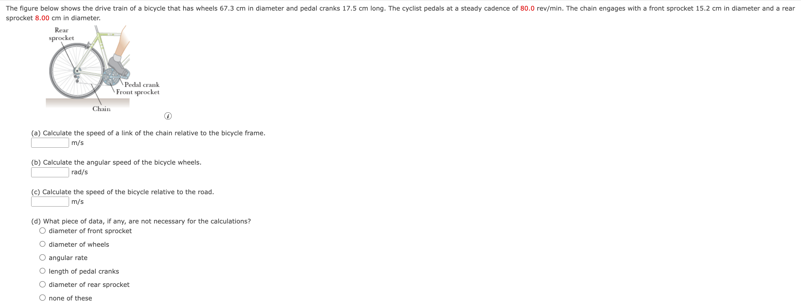 Solved sprocket 8.00 cm in diameter. (a) Calculate the speed