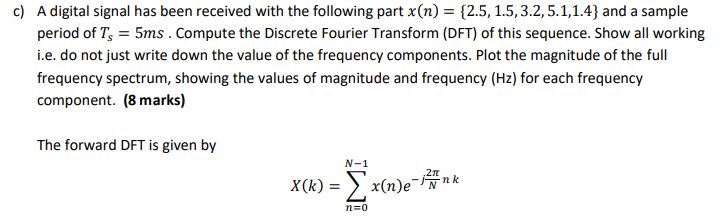 Solved A digital signal has been received with the following | Chegg.com