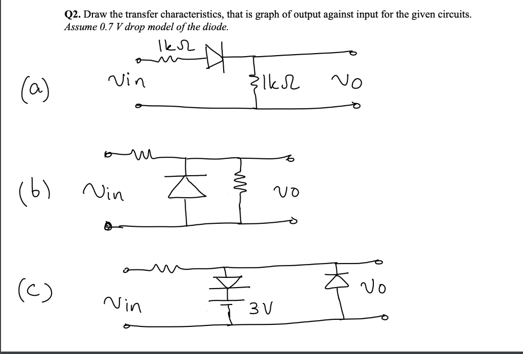 Solved Q2. Draw the transfer characteristics, that is graph | Chegg.com