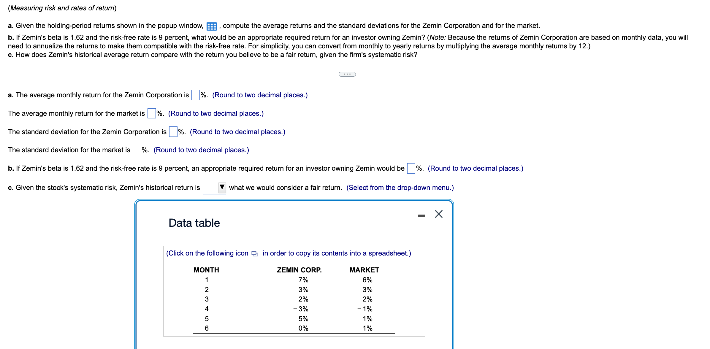 Solved (Measuring Risk And Rates Of Return) A. Given The | Chegg.com