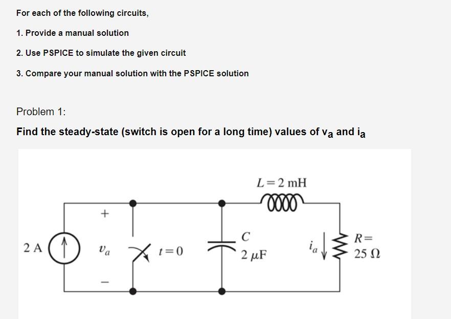 Solved For Each Of The Following Circuits, 1. Provide A | Chegg.com