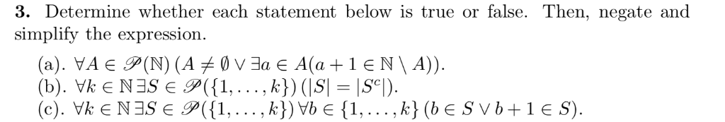 Solved 3. Determine whether each statement below is true or | Chegg.com