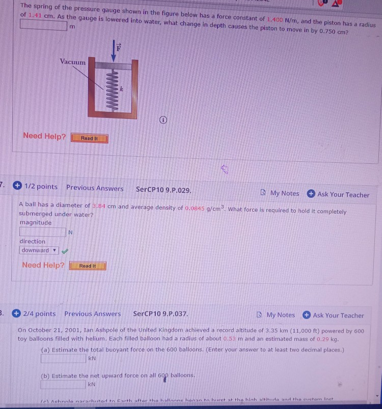 Solved The spring of the pressure gauge shown in the figure