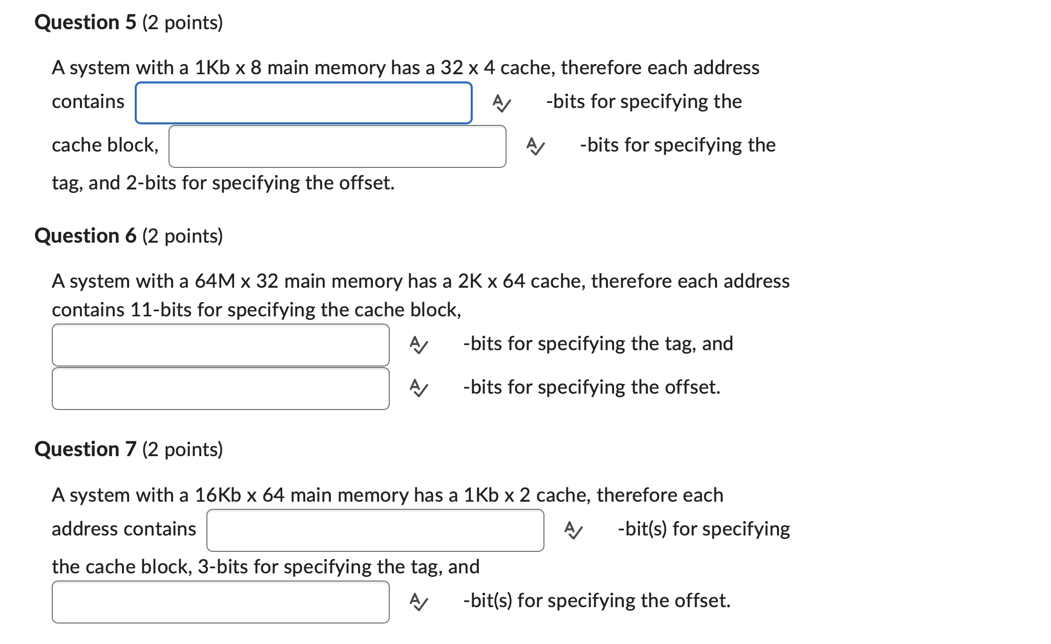 Solved Question 5 (2 Points) A System With A 1 Kb×8 Main | Chegg.com