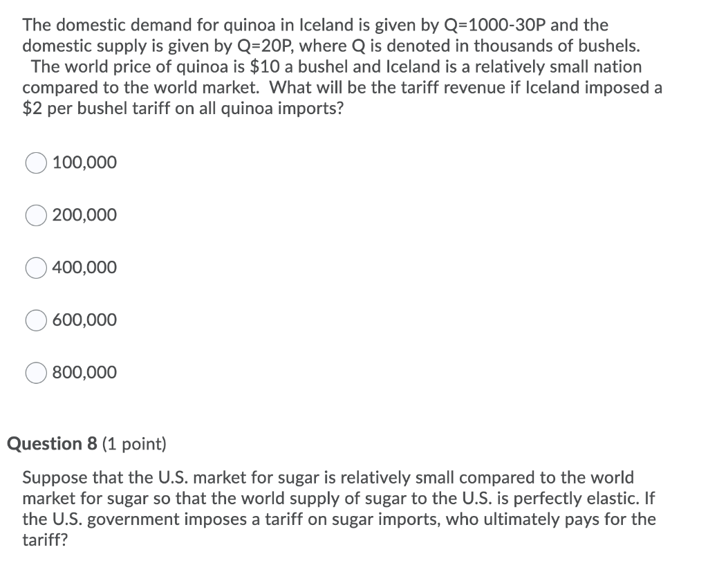 The Demand And Supply Of Quinoa Solved The domestic demand for quinoa in Iceland is given by | Chegg.com
