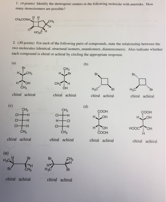 Solved Identify the stereogenic centers in the following | Chegg.com