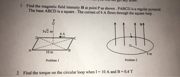 Solved 1 Find the magnetic field intensity H at point P as Chegg