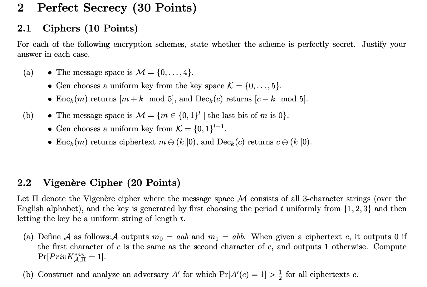 Solved 2.1 Ciphers (10 Points) For Each Of The Following | Chegg.com