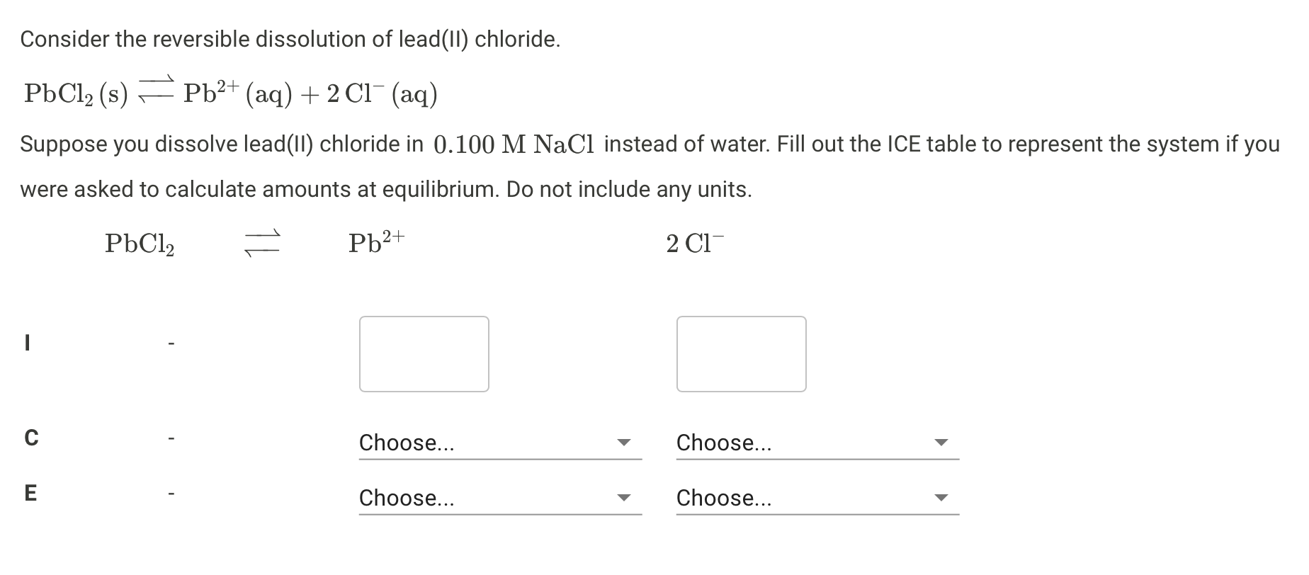 Solved Consider the reversible dissolution of lead(II)
