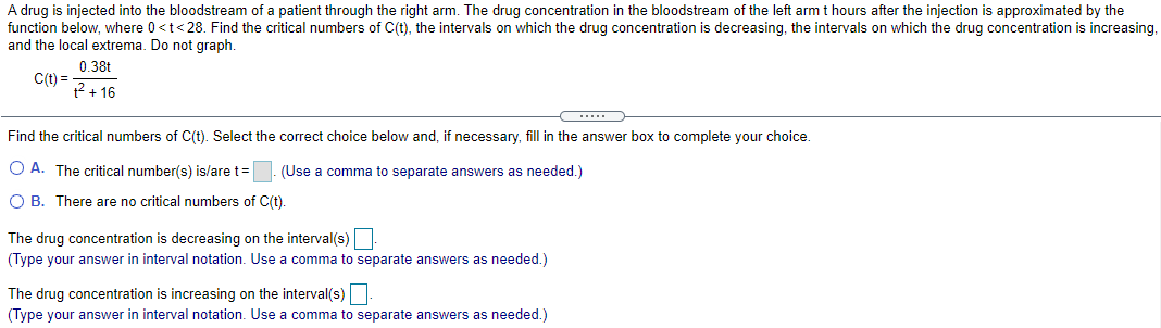 Solved A drug is injected into the bloodstream of a patient | Chegg.com