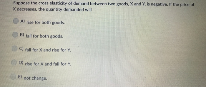 Solved Suppose The Cross Elasticity Of Demand Between Two | Chegg.com