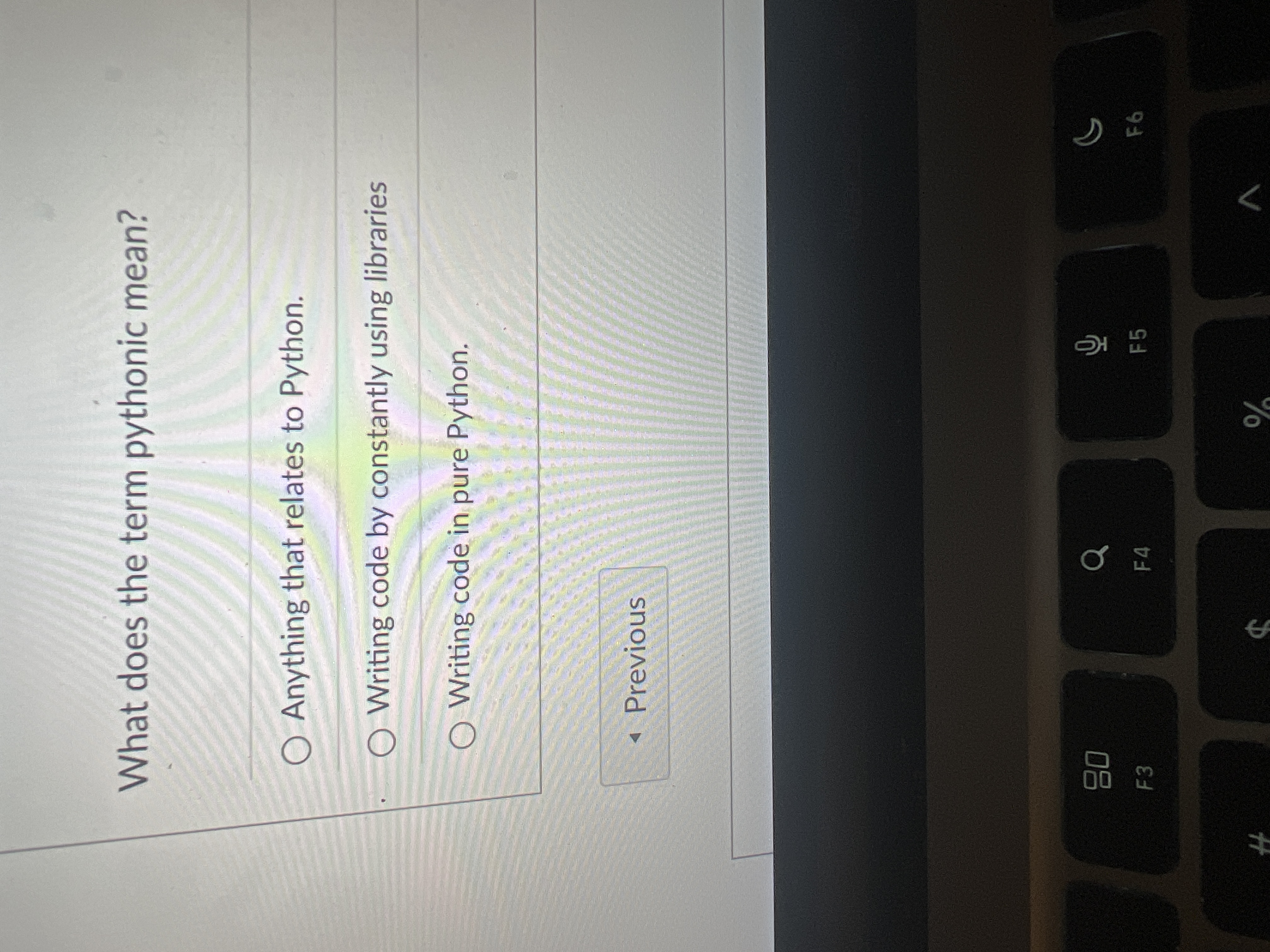 Solved What does the term pythonic mean?Anything that | Chegg.com