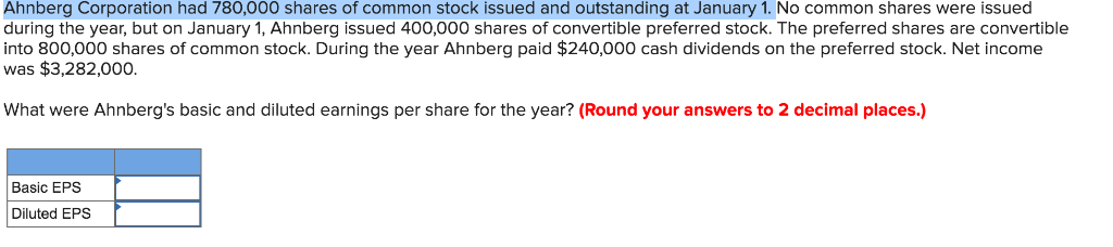 Solved Ahnberg Corporation Had 780,000 Shares Of Common | Chegg.com