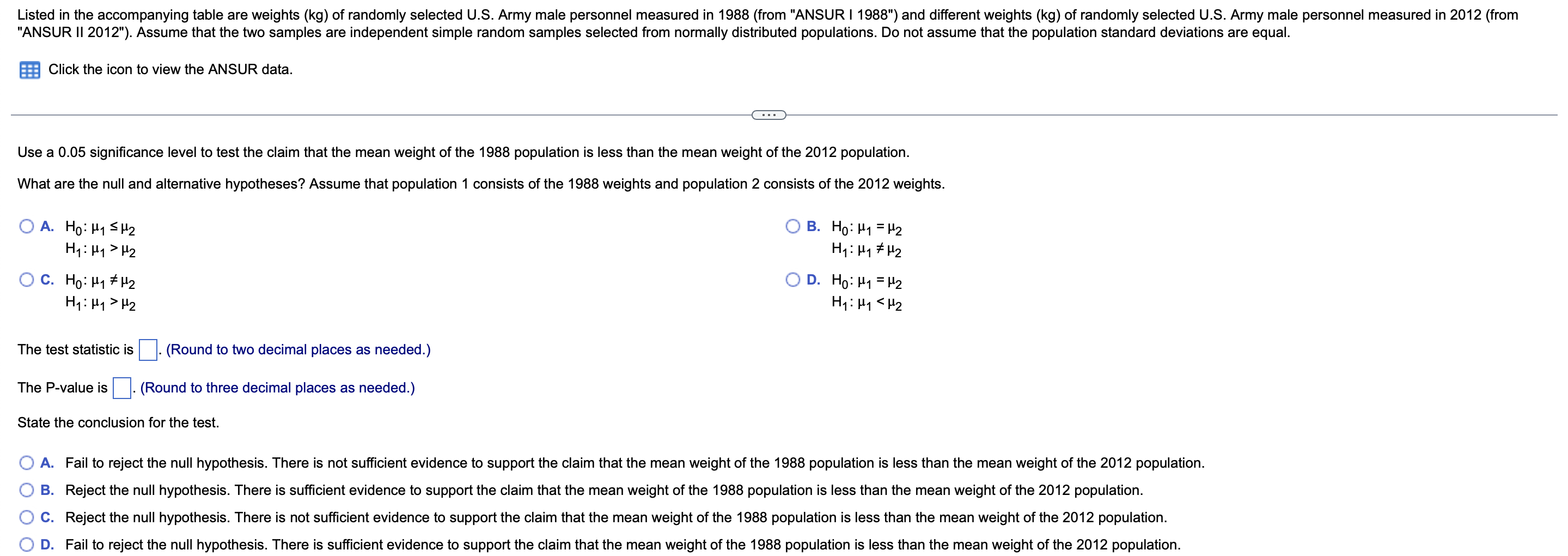 Solved Listed in the accompanying table are weights (kg) of | Chegg.com