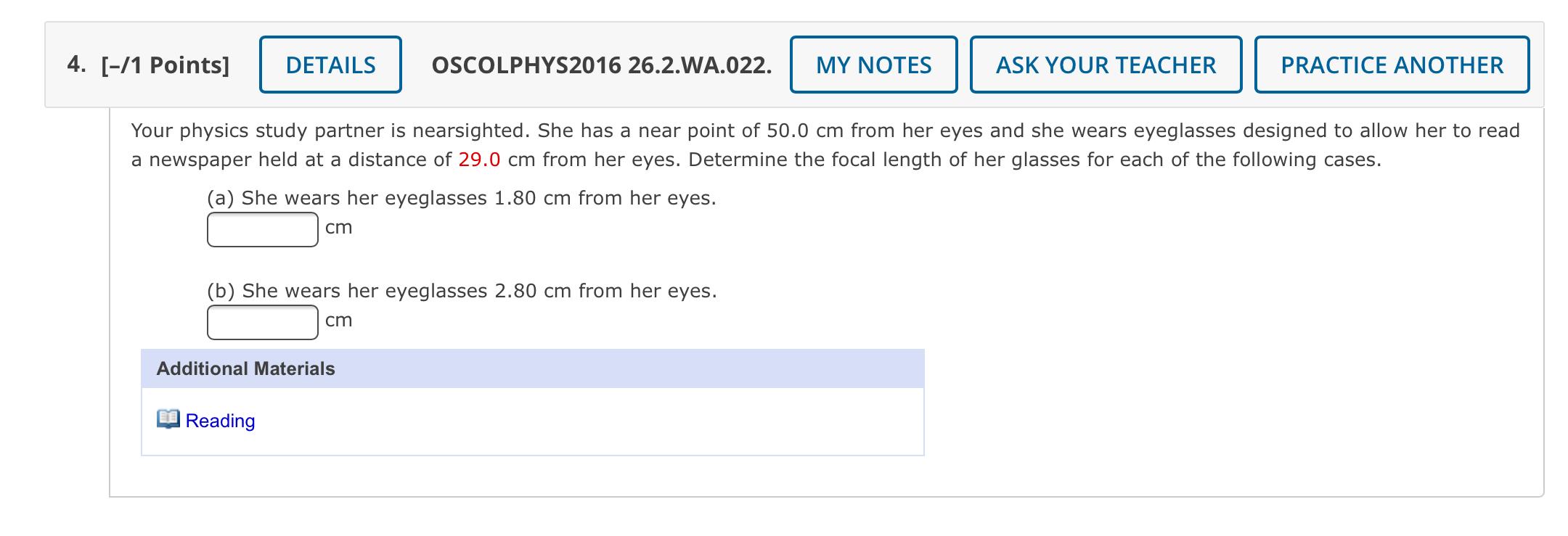 Solved 4 [ 1 Points] Details Oscolphys2016 26 2 Wa 022 My