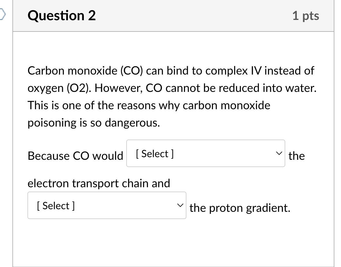 Solved Carbon monoxide (CO) can bind to complex IV instead | Chegg.com