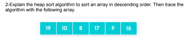 Solved 2-Explain the heap sort algorithm to sort an array in | Chegg.com