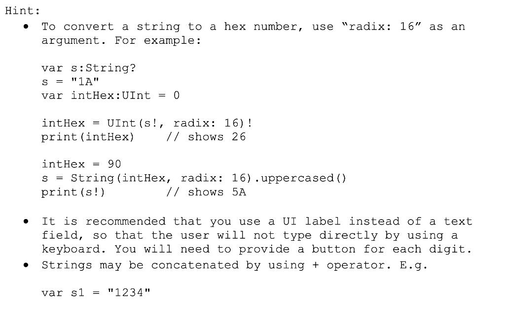 Solved Implement a hexadecimal calculator for ios. . . | Chegg.com