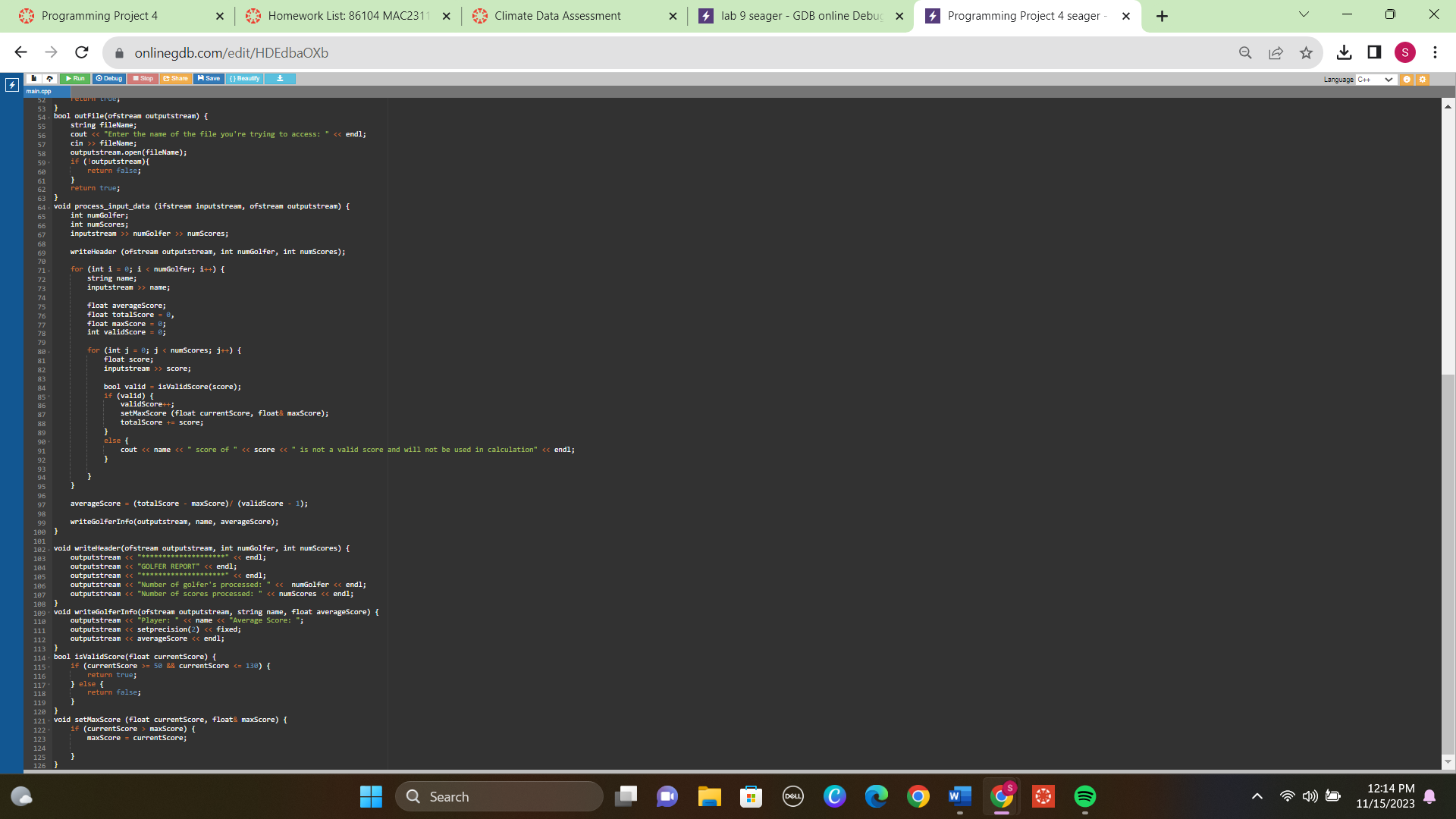Solved I'm trying to complete a lab assigned to me in C++ | Chegg.com