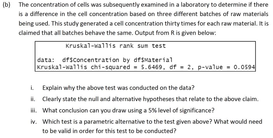 Solved (b) The concentration of cells was subsequently | Chegg.com