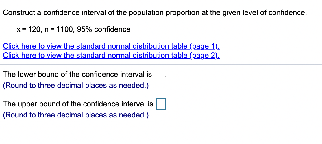 Solved Construct a confidence interval of the population | Chegg.com