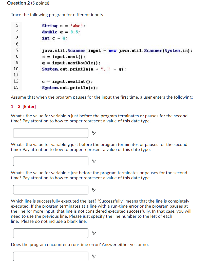 Solved Question 2 (5 Points) Trace The Following Program For | Chegg.com