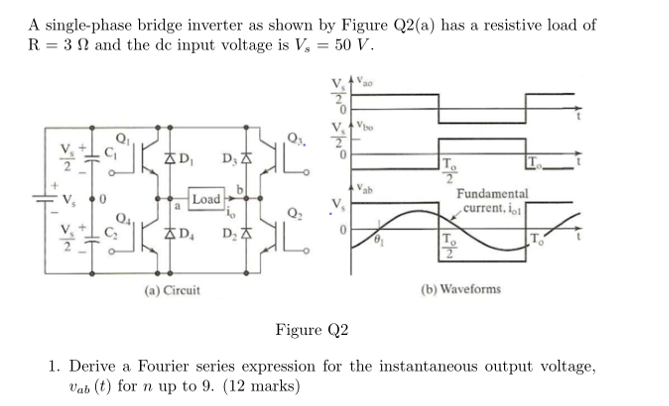 Solved A single-phase bridge inverter as shown by Figure | Chegg.com