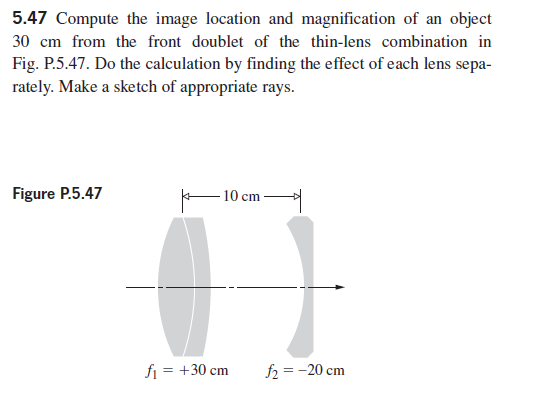 Solved 5.47 Compute the image location and magnification of | Chegg.com
