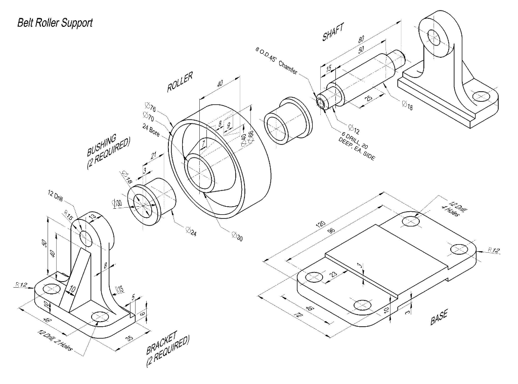 Belt Roller Support 80.D.45 Charnier ROLLER 24 Bore | Chegg.com