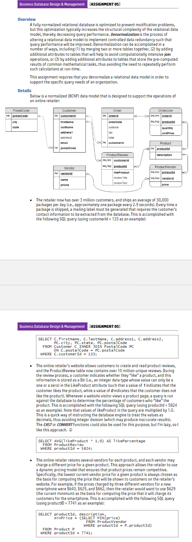 Please Create a denormalized entity-relationship data | Chegg.com