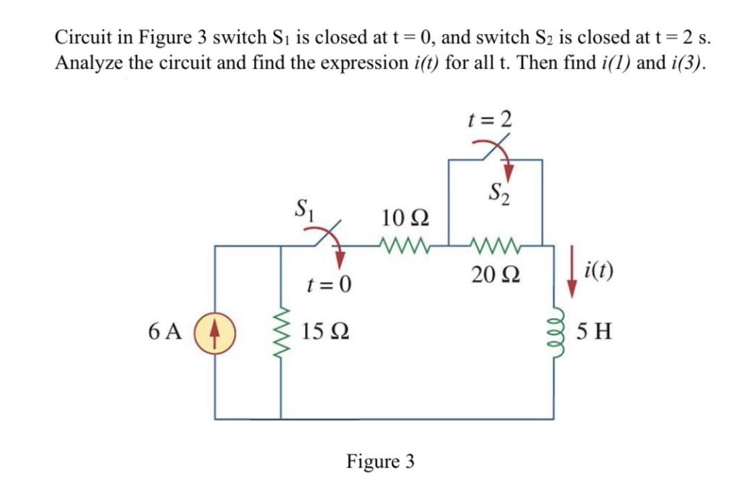 Solved = Circuit in Figure 3 switch Si is closed at t= 0, | Chegg.com