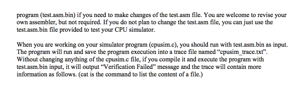 A CPU Simulator In this project, you will write a | Chegg.com