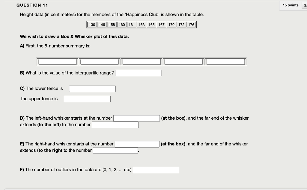 Solved QUESTION 11 15 points S Height data (in centimeters) | Chegg.com