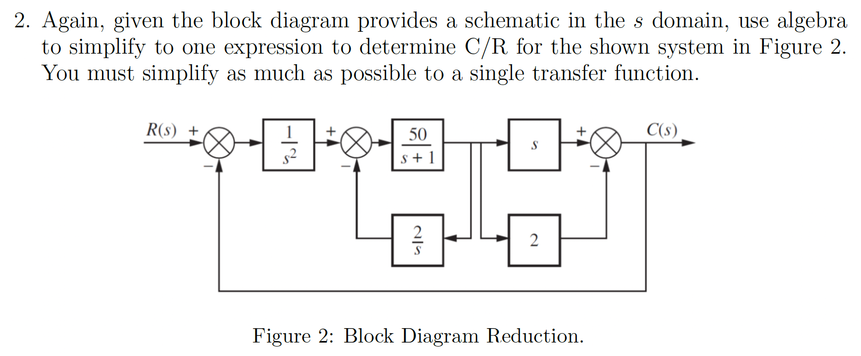 Solved 2. Again, given the block diagram provides a | Chegg.com