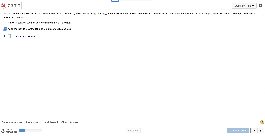 Solved X 7.3.7-T Question Help Use the given information to | Chegg.com