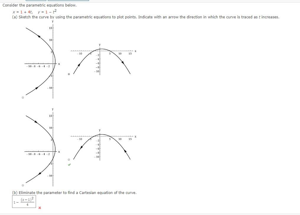 Solved Consider the parametric equations below. x = 1 + 4t, | Chegg.com
